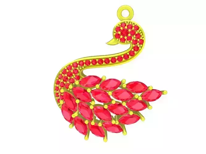 A5056 Vietnamese Diamond Cute Swan Pendant 3D Print