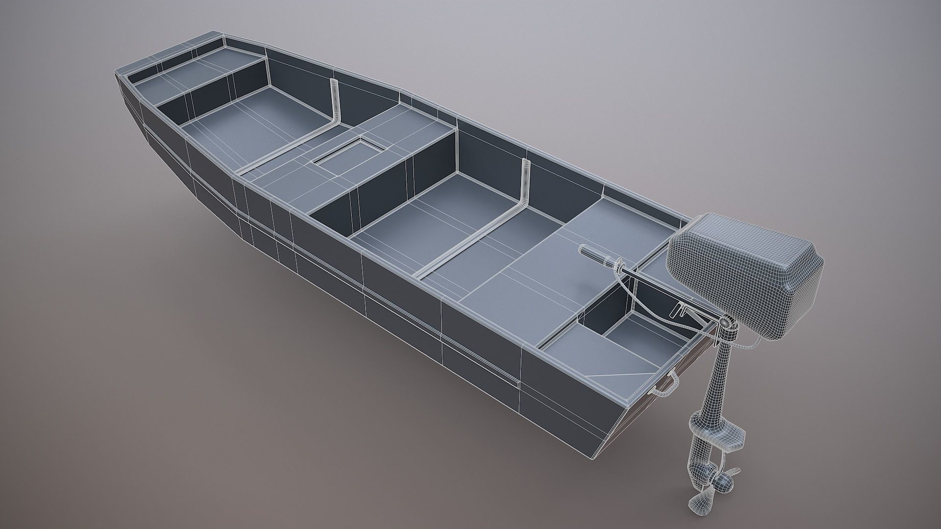 Fishing Boat Tracker Topper 15 Jon Boat Low-poly 3D model_22