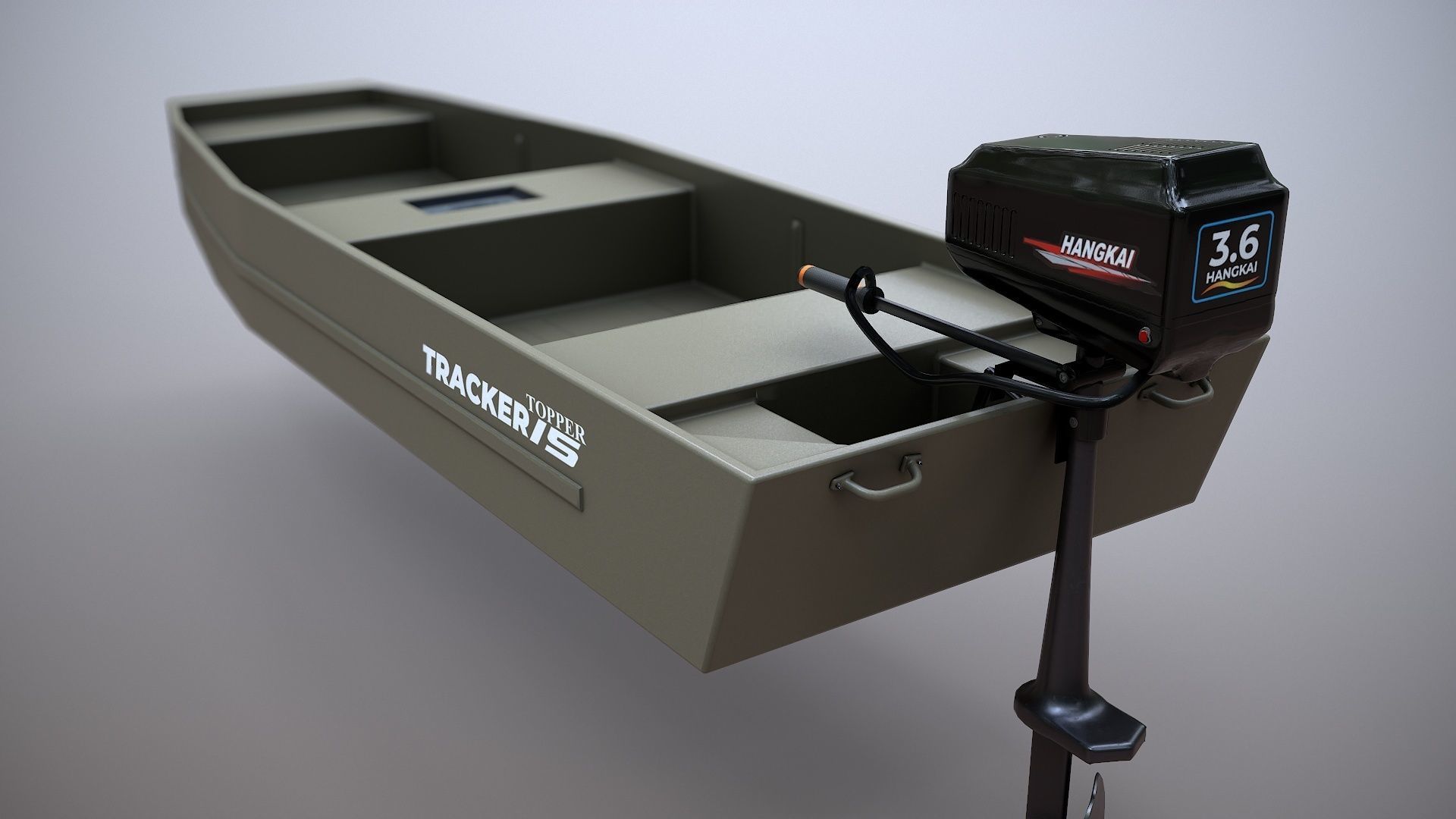 Fishing Boat Tracker Topper 15 Jon Boat Low-poly 3D model_8