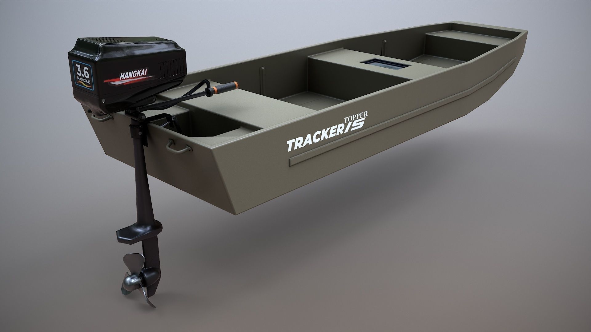 Fishing Boat Tracker Topper 15 Jon Boat Low-poly 3D model_3