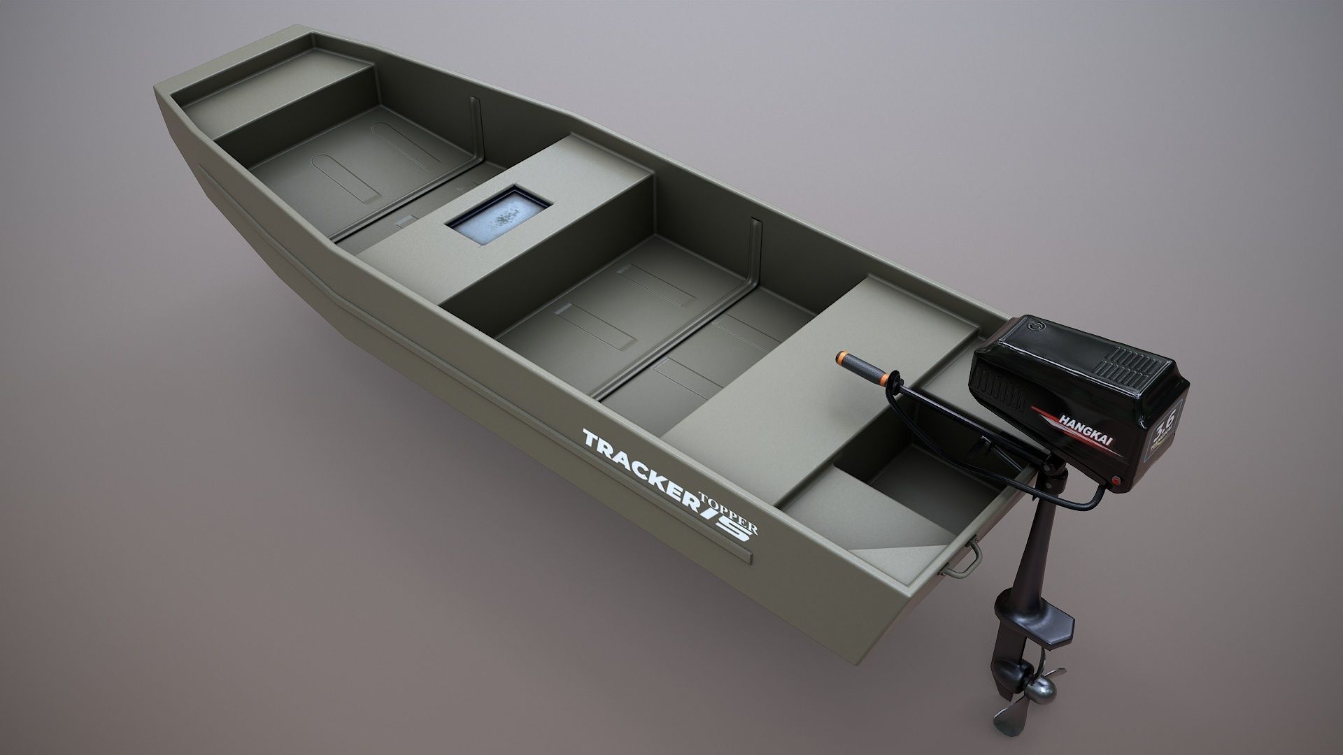 Fishing Boat Tracker Topper 15 Jon Boat Low-poly 3D model_4