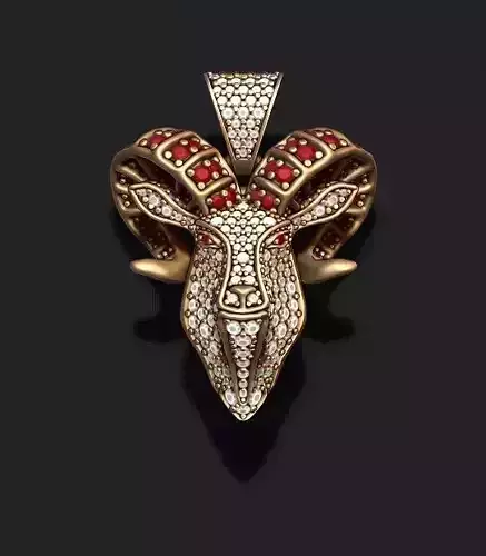 Goat head pendant with gems