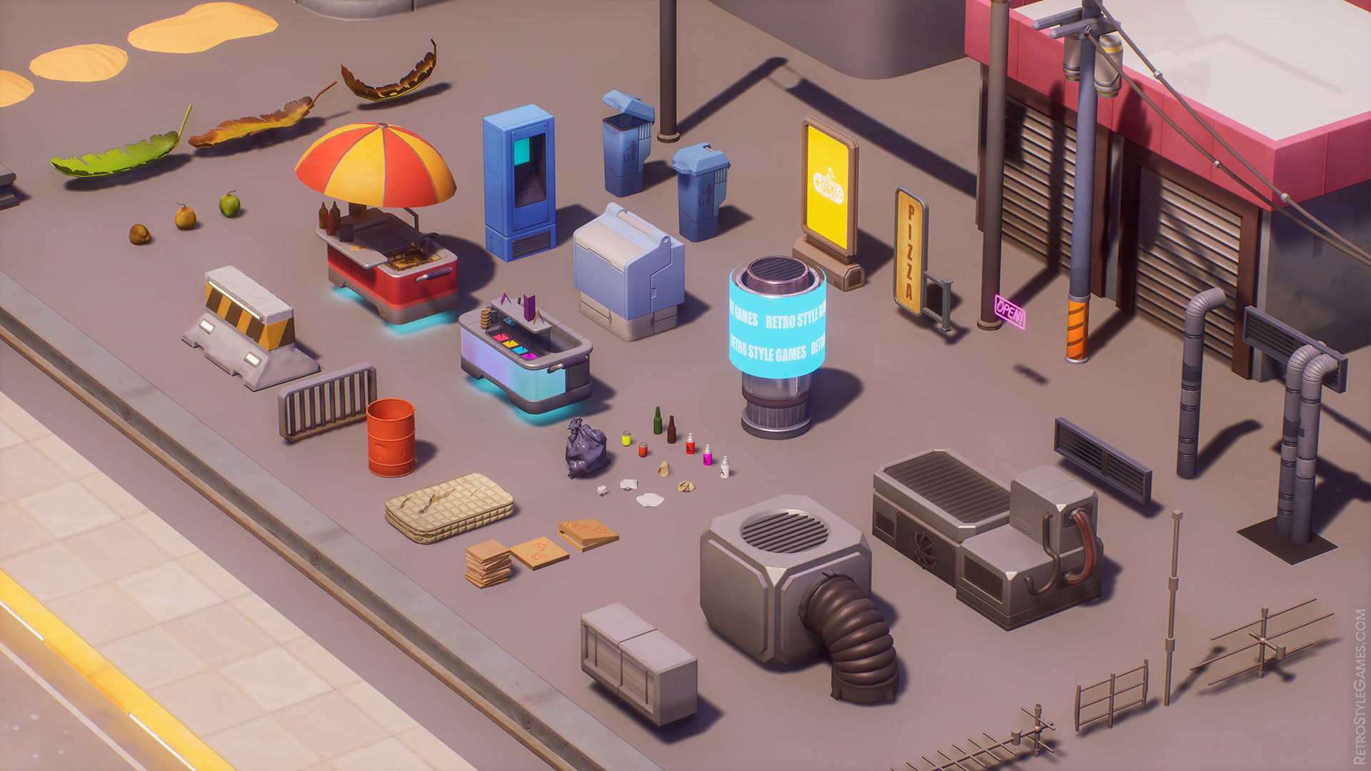 Stylized Cyberpunk 3D Animated Character and City Props Pack Low-poly 3D model_10