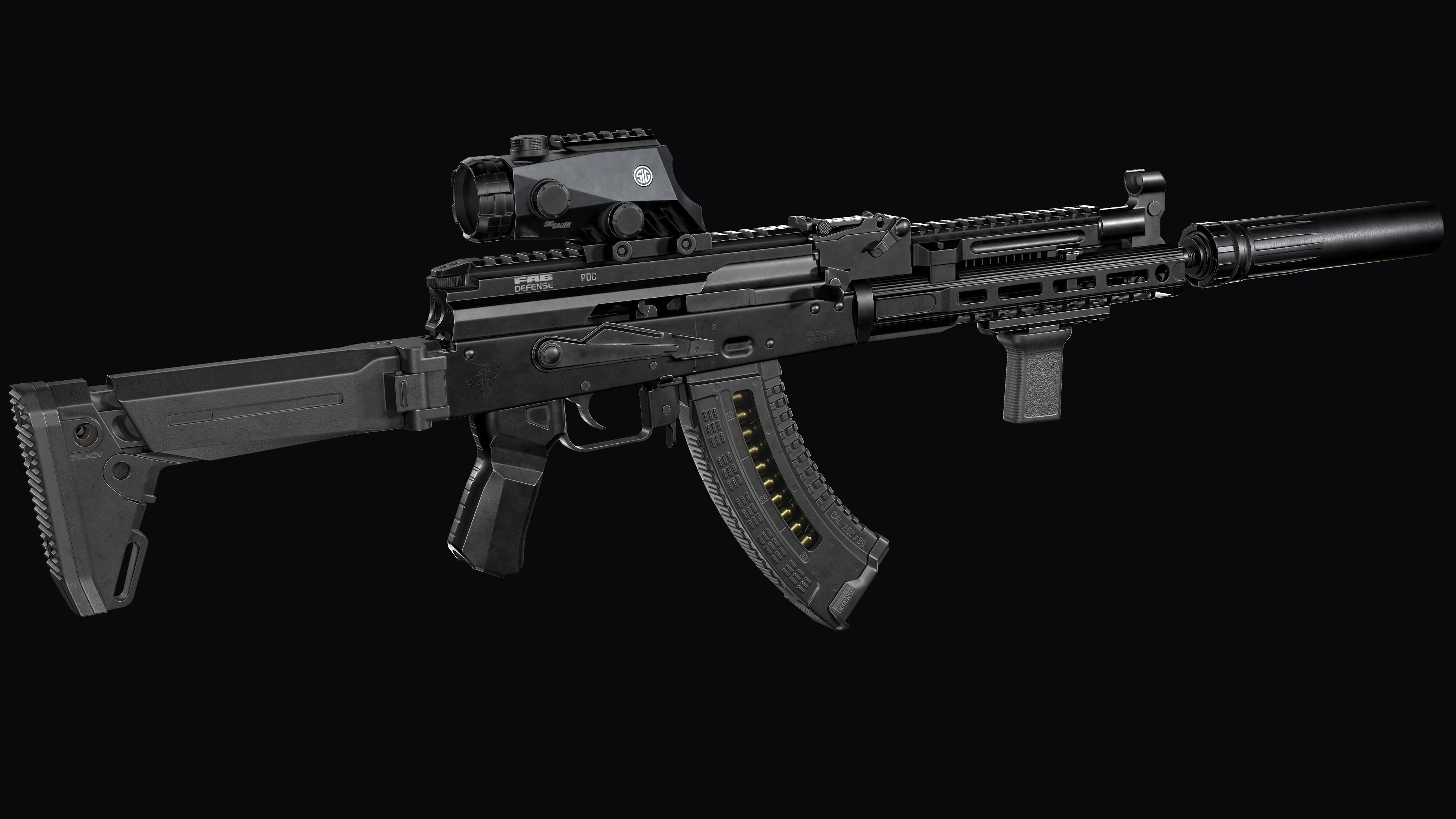 Tactical modular assault rifle  Rifle Dynamics 704  AK system  Low-poly 3D model_6