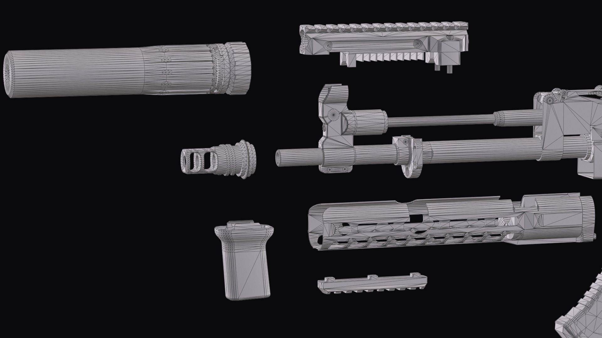 Tactical modular assault rifle  Rifle Dynamics 704  AK system  Low-poly 3D model_39