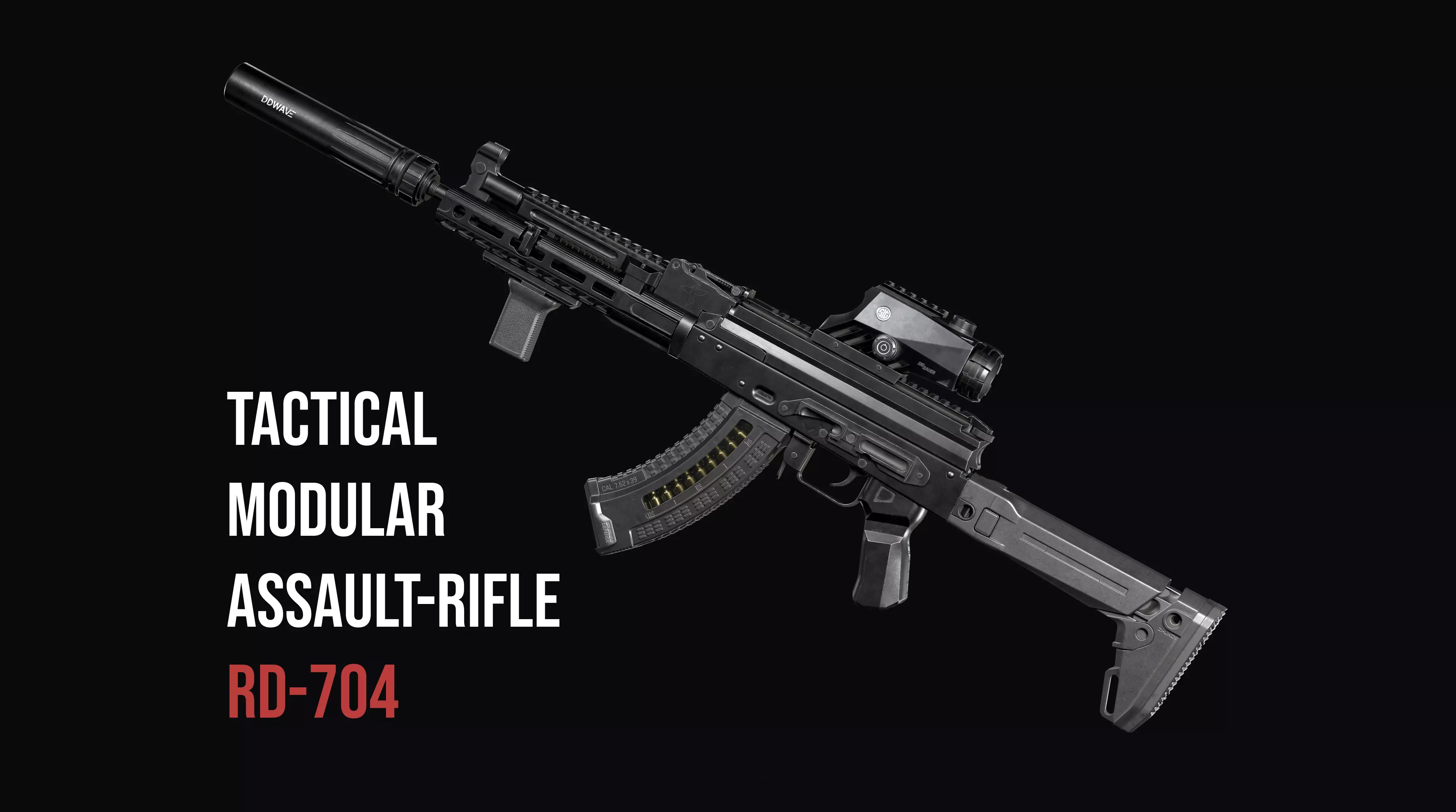 Tactical modular assault rifle  Rifle Dynamics 704  AK system  Low-poly 3D model_0