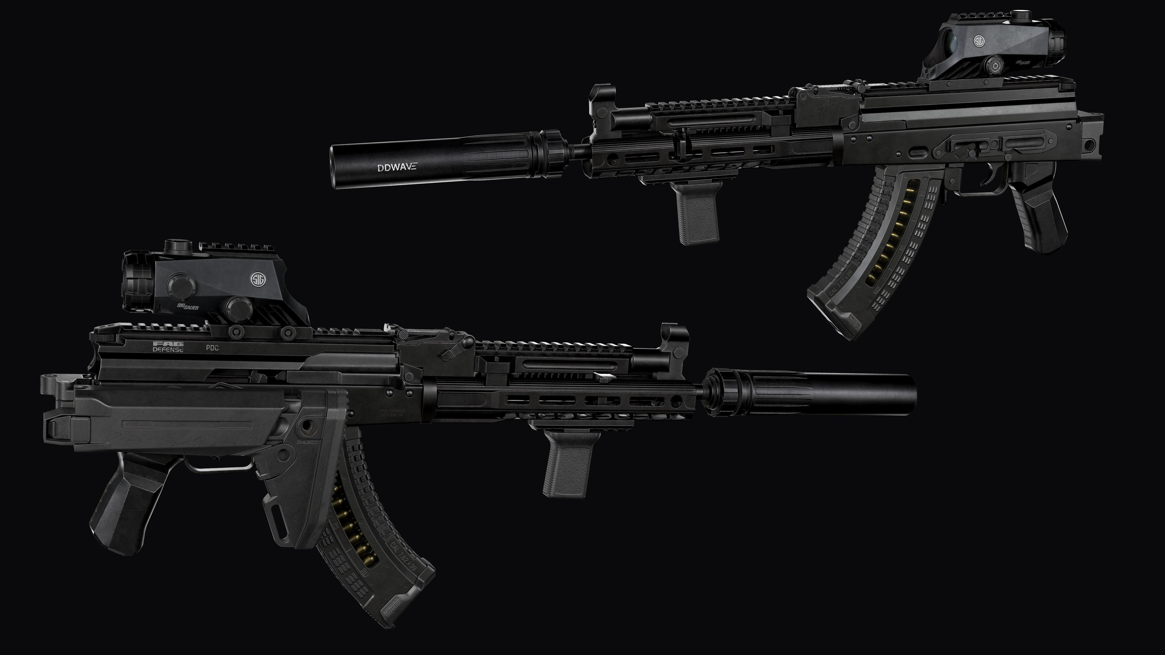 Tactical modular assault rifle  Rifle Dynamics 704  AK system  Low-poly 3D model_11