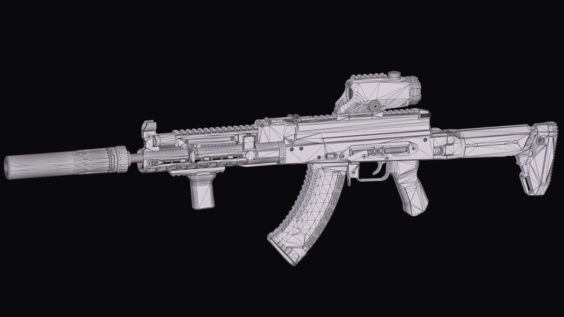 Tactical modular assault rifle  Rifle Dynamics 704  AK system  Low-poly 3D model_37