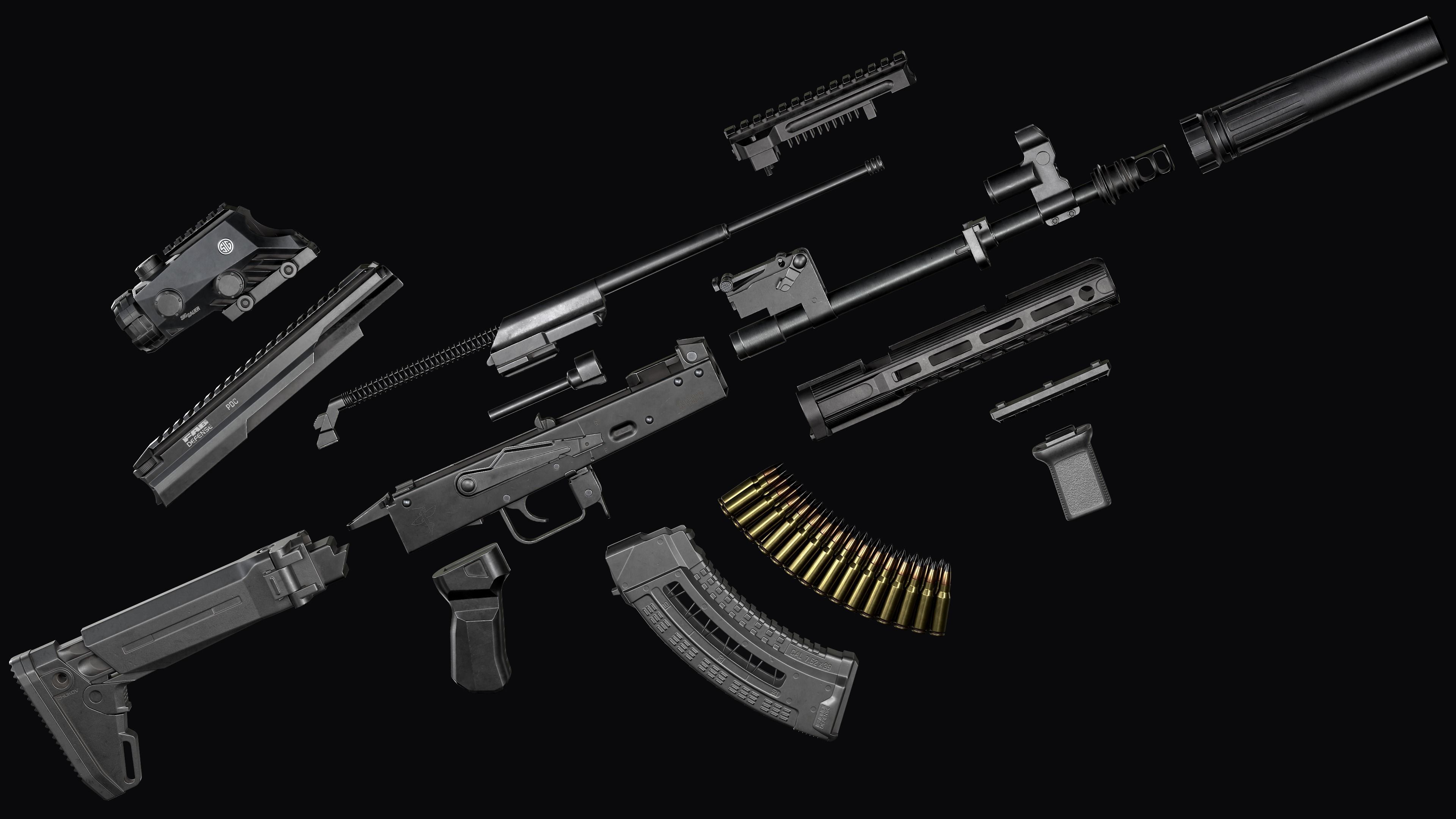 Tactical modular assault rifle  Rifle Dynamics 704  AK system  Low-poly 3D model_4