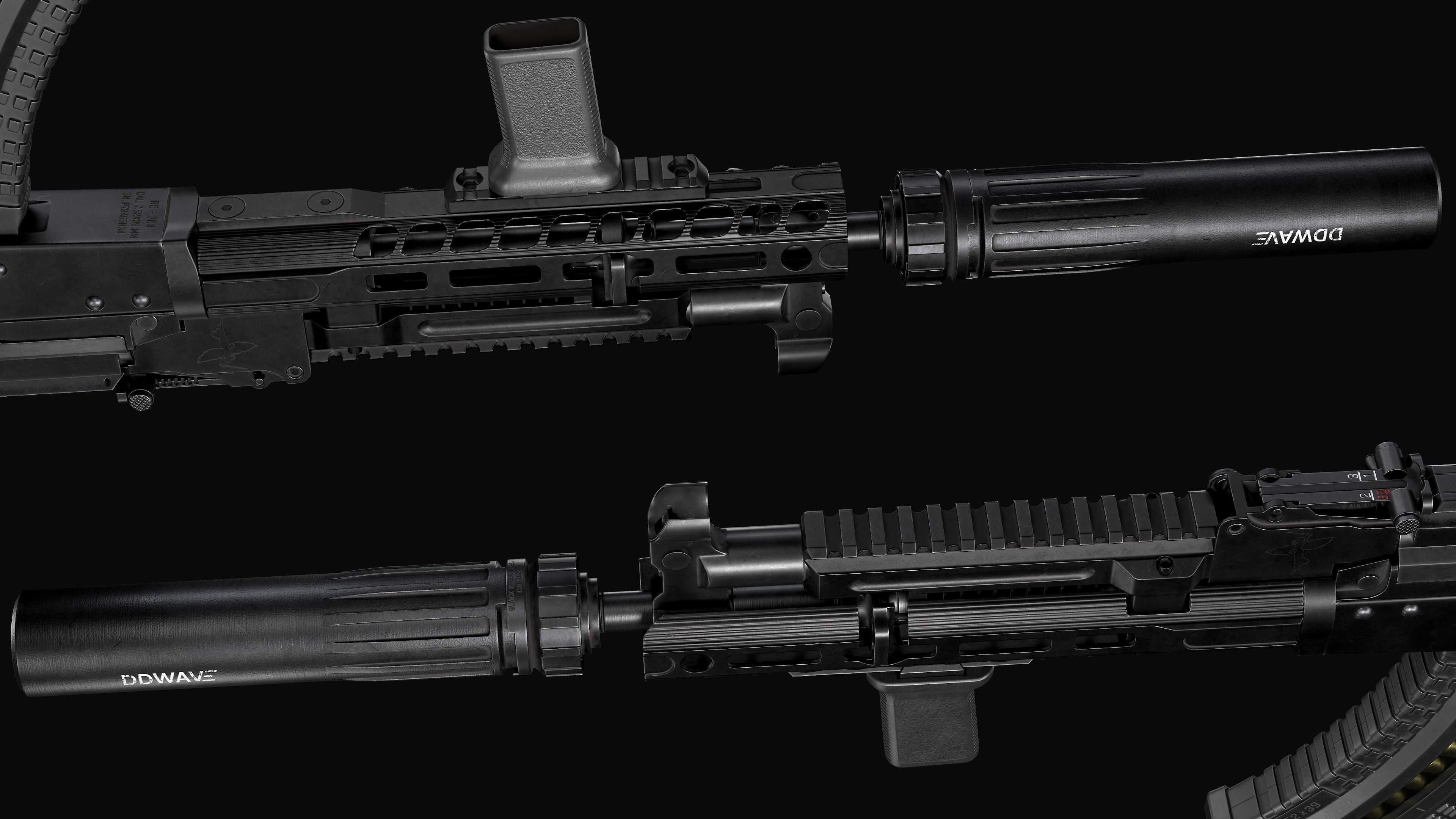 Tactical modular assault rifle  Rifle Dynamics 704  AK system  Low-poly 3D model_20