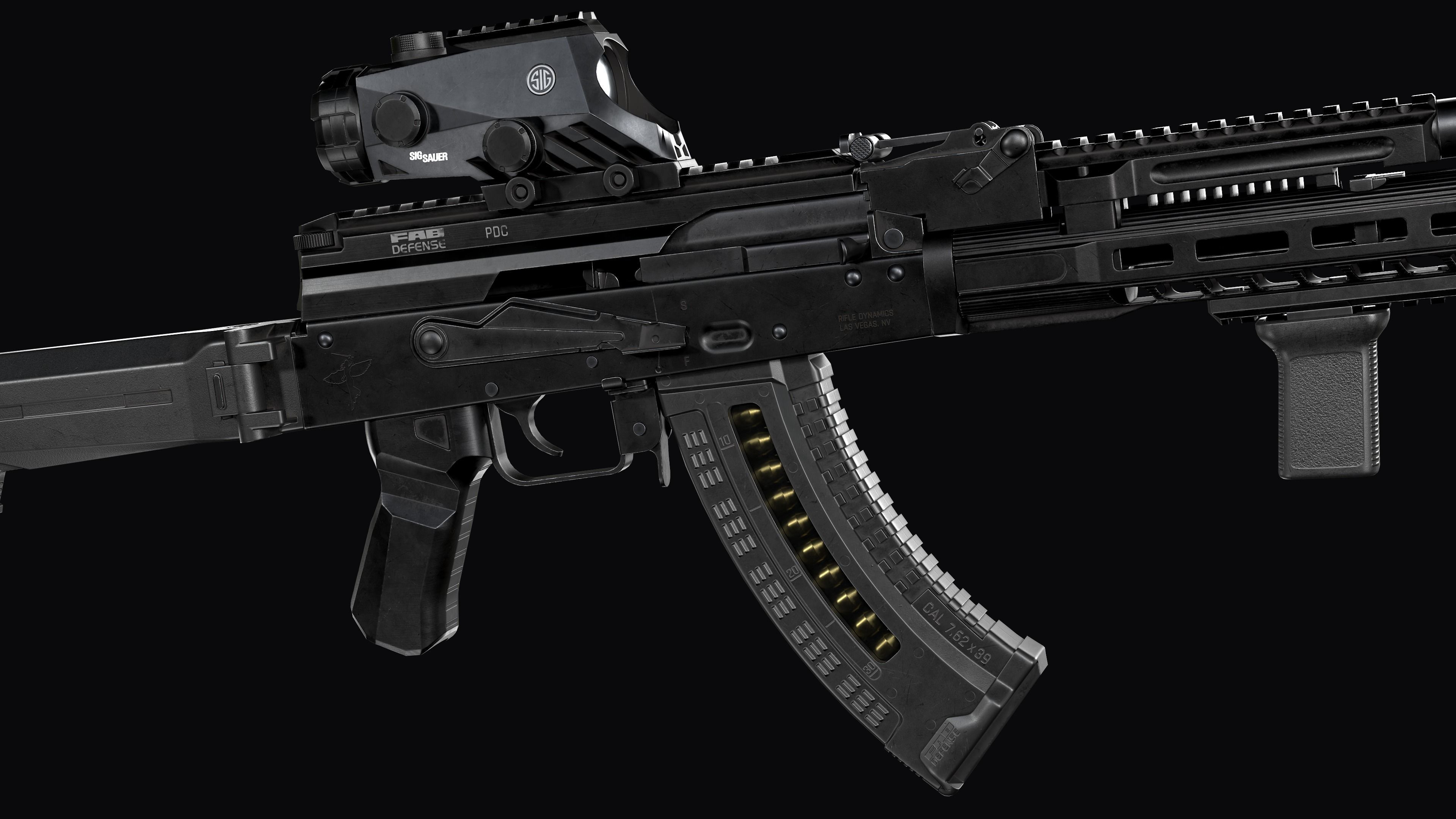 Tactical modular assault rifle  Rifle Dynamics 704  AK system  Low-poly 3D model_15
