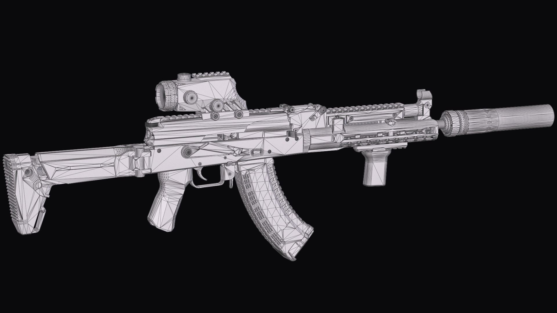 Tactical modular assault rifle  Rifle Dynamics 704  AK system  Low-poly 3D model_38