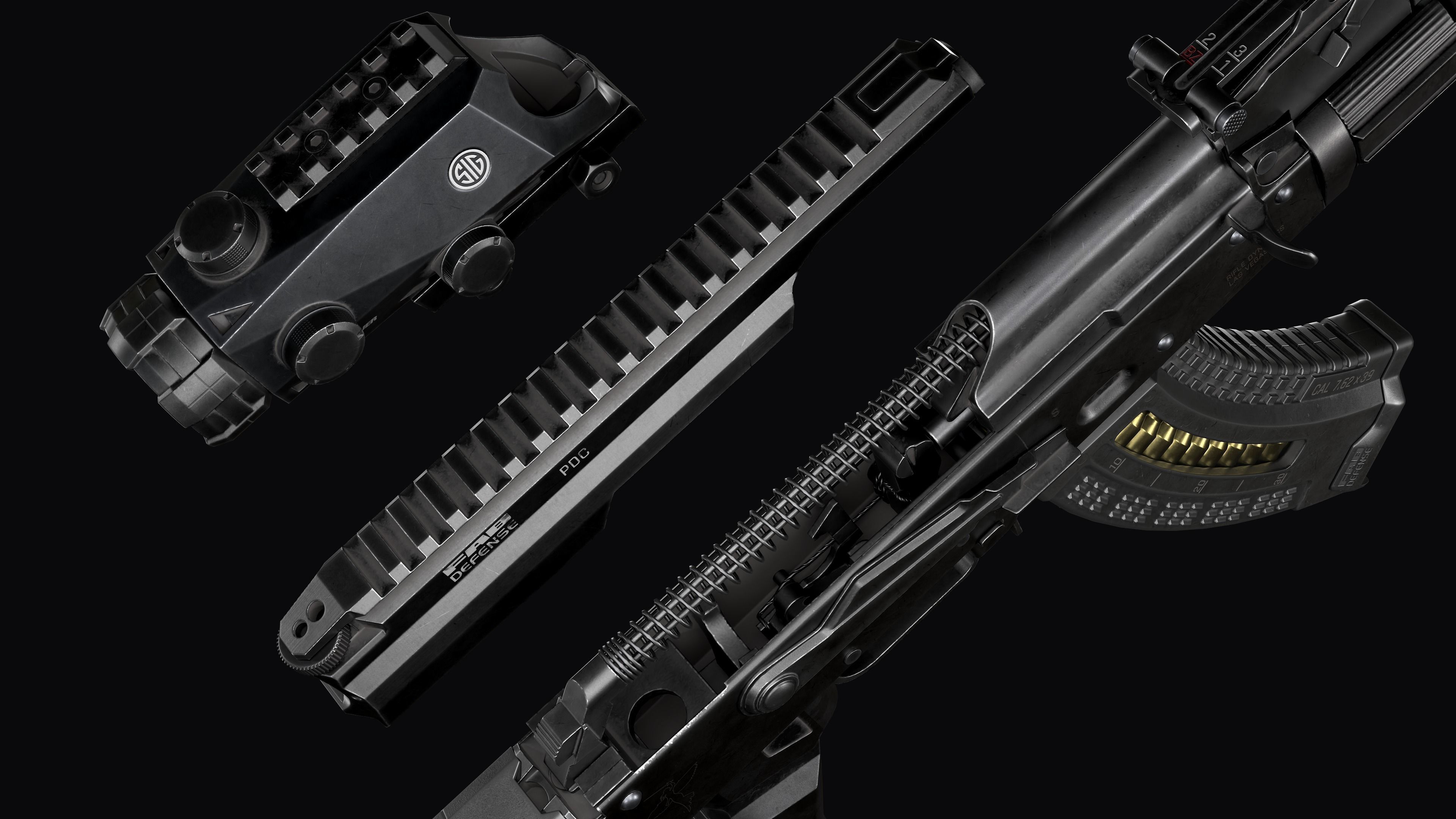 Tactical modular assault rifle  Rifle Dynamics 704  AK system  Low-poly 3D model_17