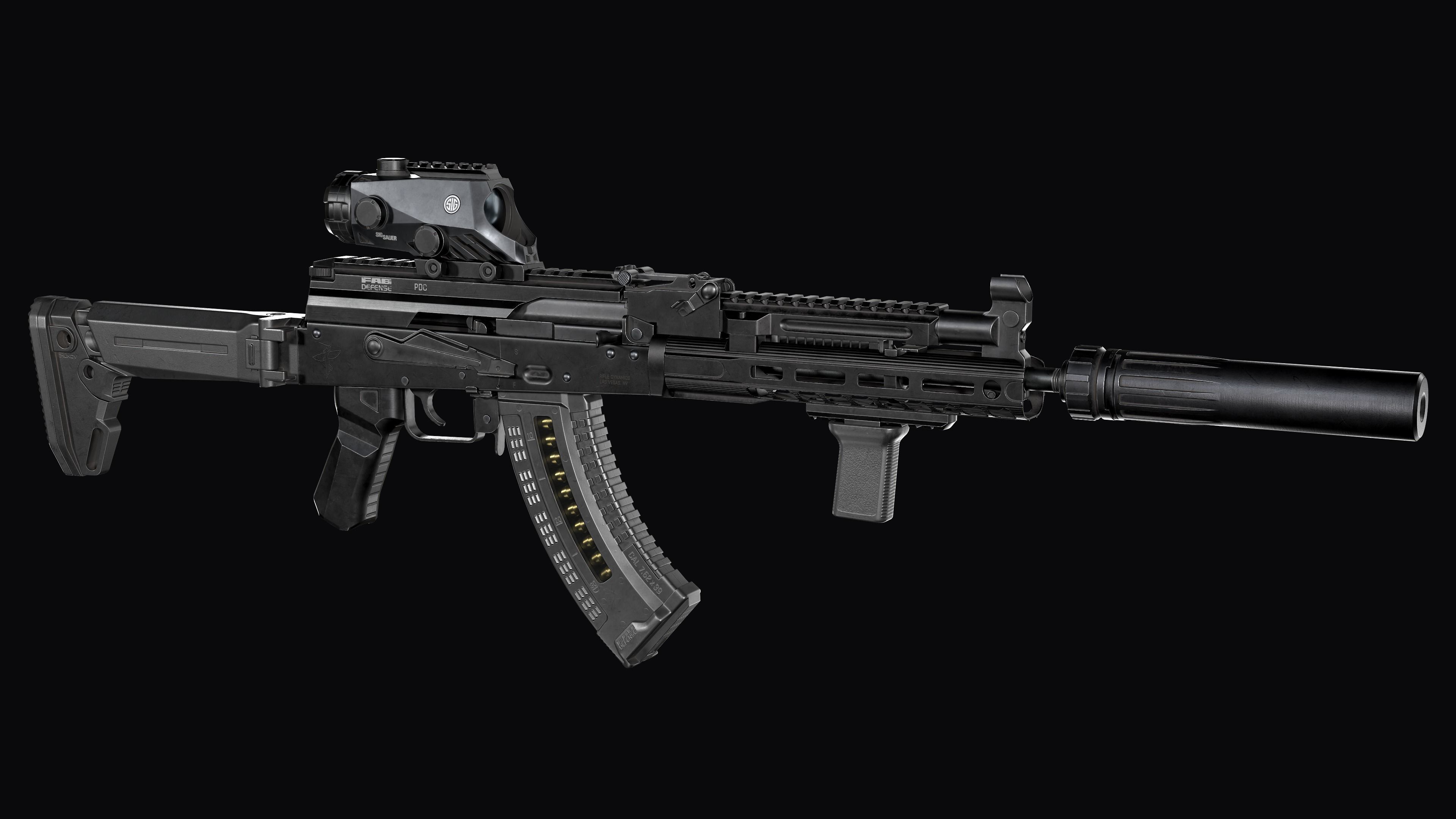 Tactical modular assault rifle  Rifle Dynamics 704  AK system  Low-poly 3D model_8