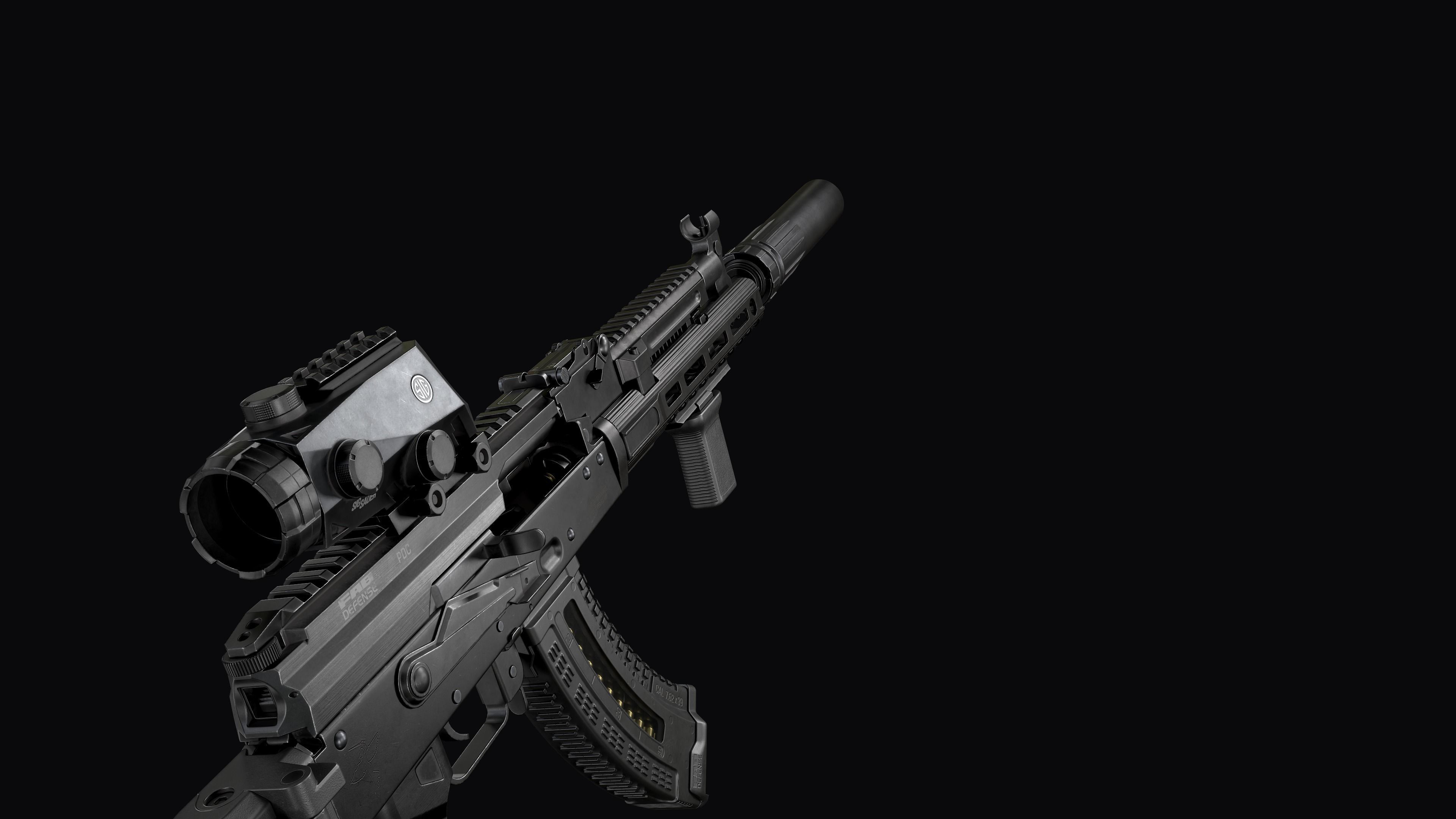 Tactical modular assault rifle  Rifle Dynamics 704  AK system  Low-poly 3D model_32