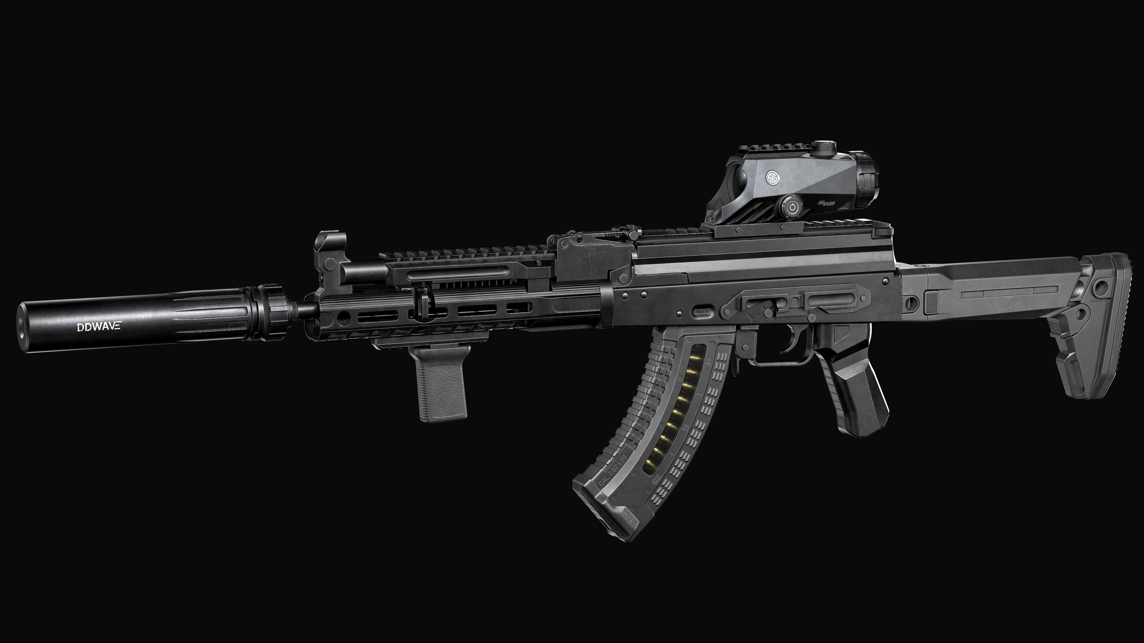 Tactical modular assault rifle  Rifle Dynamics 704  AK system  Low-poly 3D model_7