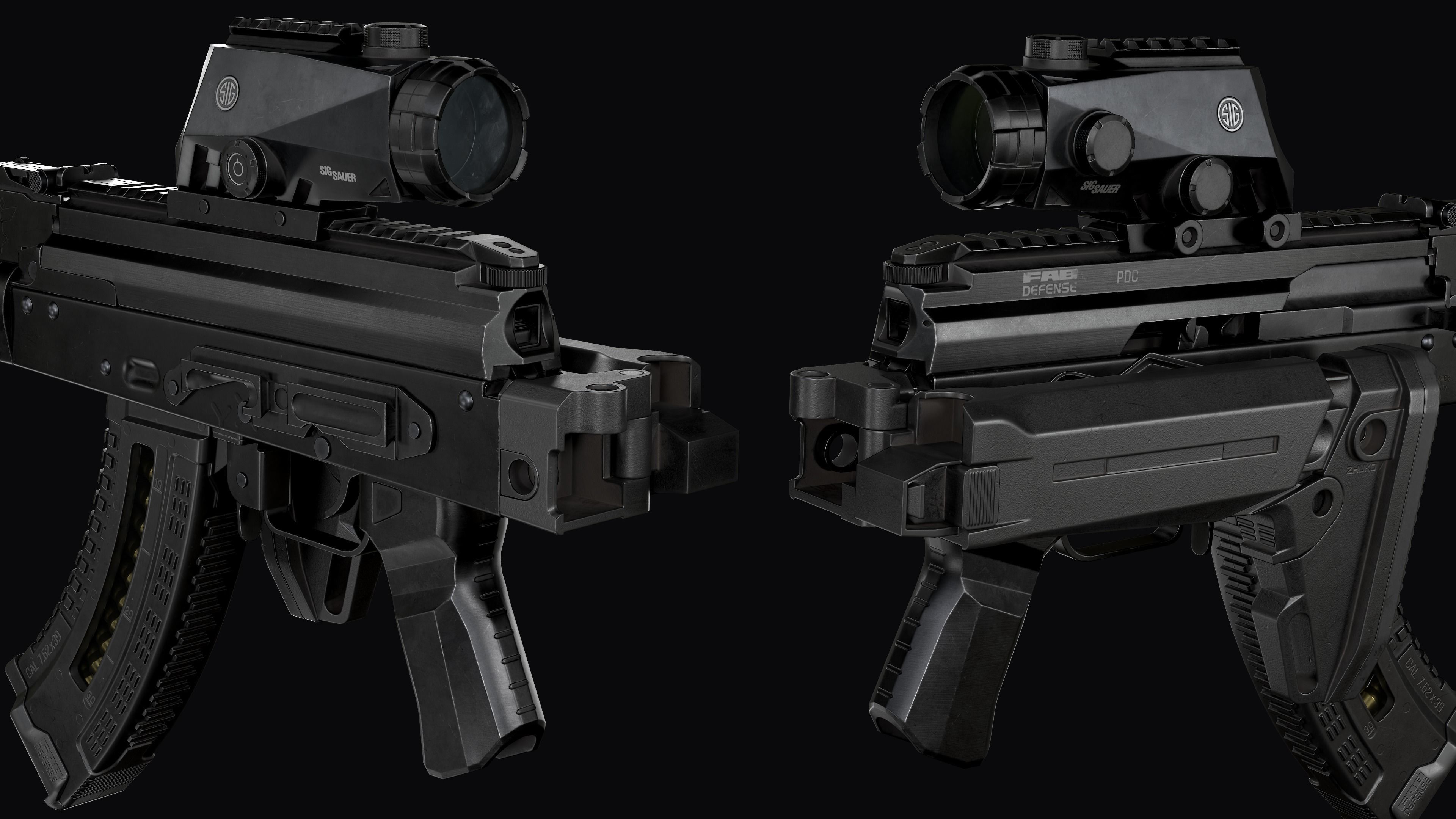Tactical modular assault rifle  Rifle Dynamics 704  AK system  Low-poly 3D model_26