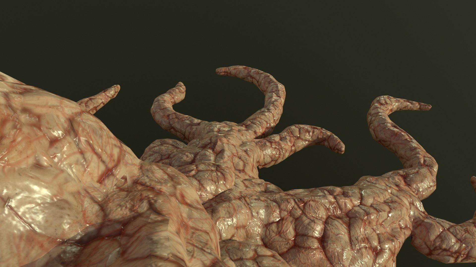 Horror organic tentacles Low-poly 3D model_5