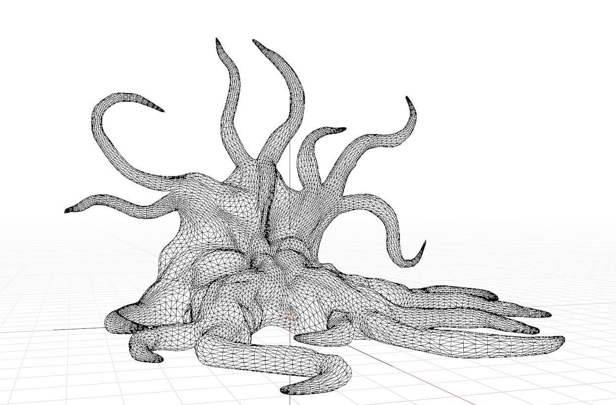 Horror organic tentacles Low-poly 3D model_7