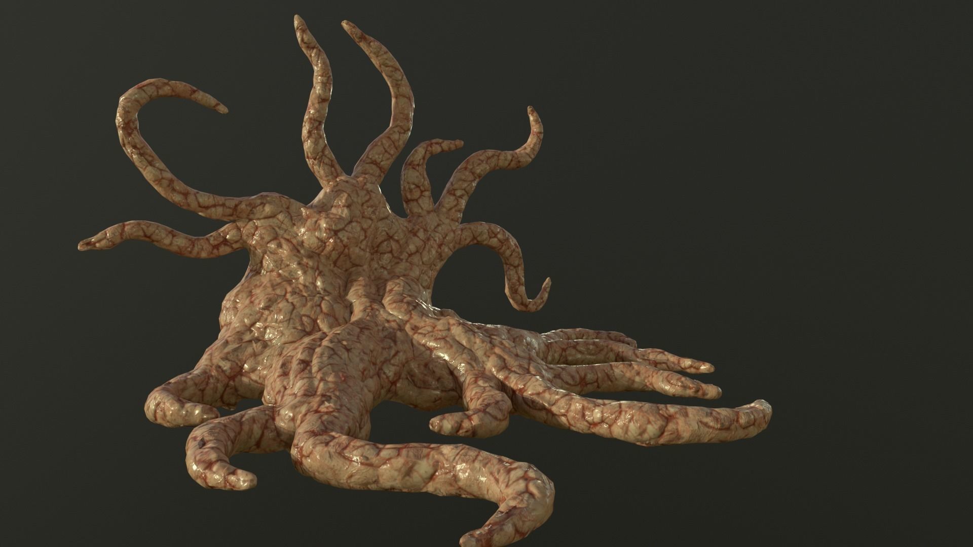 Horror organic tentacles Low-poly 3D model_2