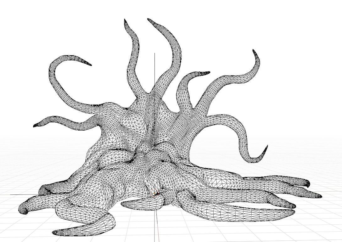 Horror organic tentacles Low-poly 3D model_8