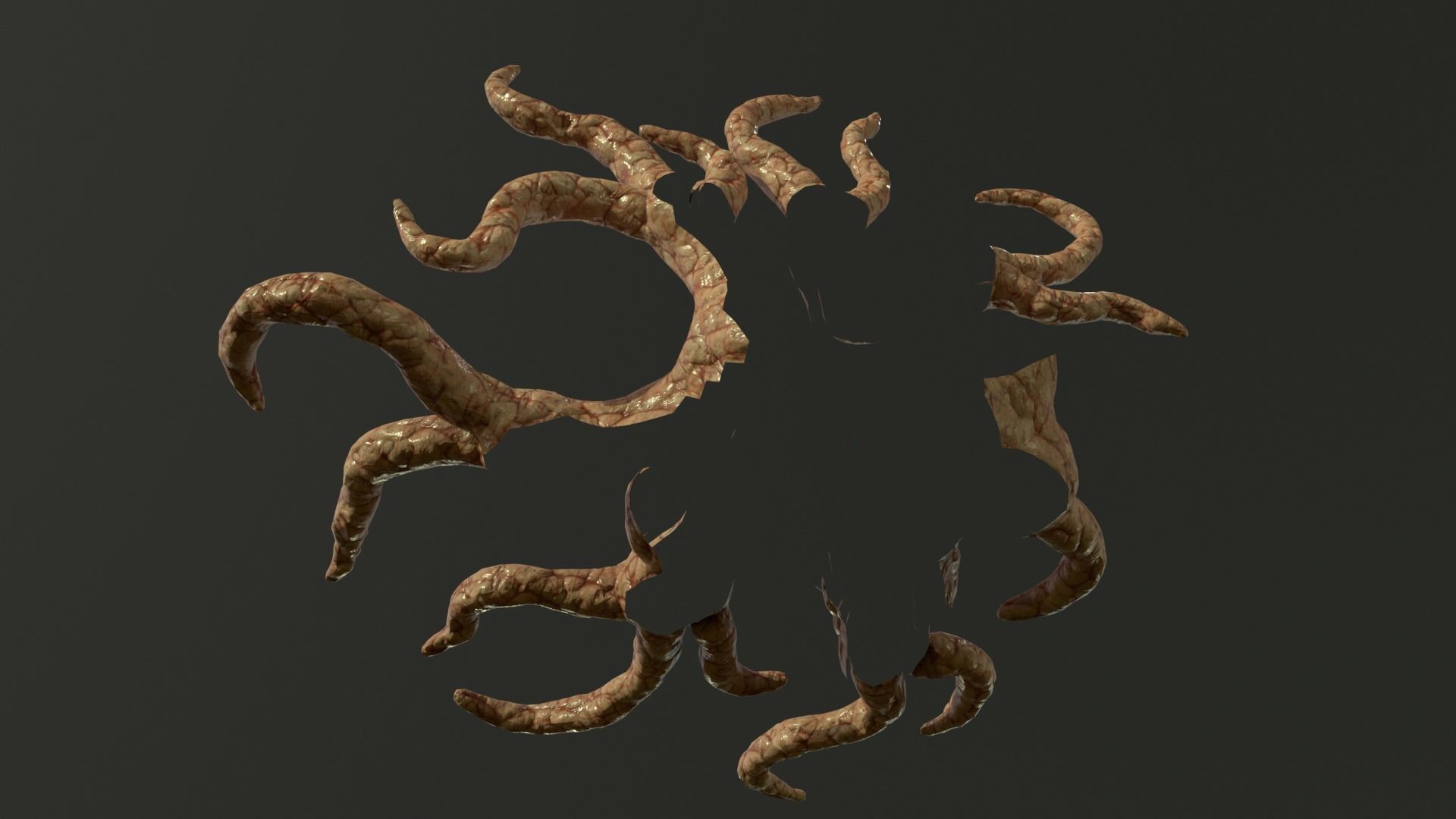 Horror organic tentacles Low-poly 3D model_6