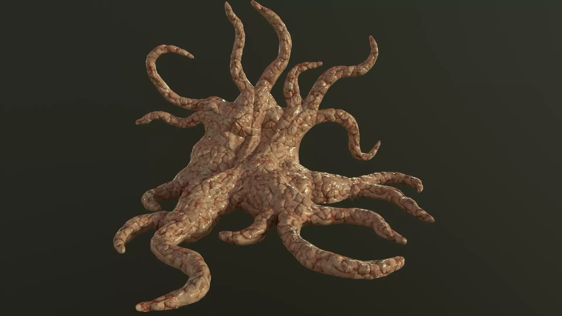 Horror organic tentacles Low-poly 3D model_0