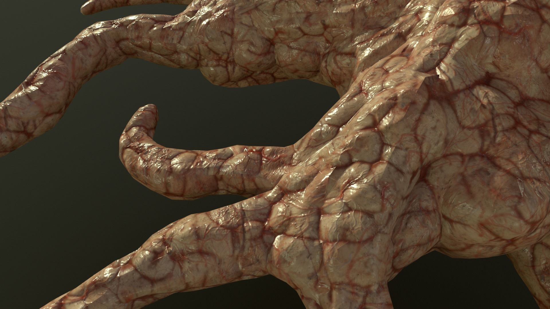 Horror organic tentacles Low-poly 3D model_4