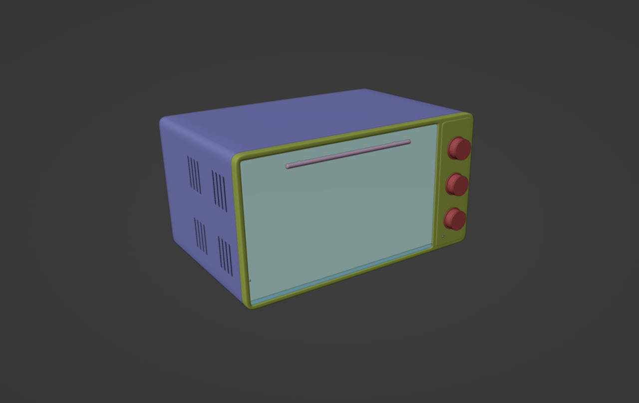 Microwave with 3 modes Low-poly 3D model_1