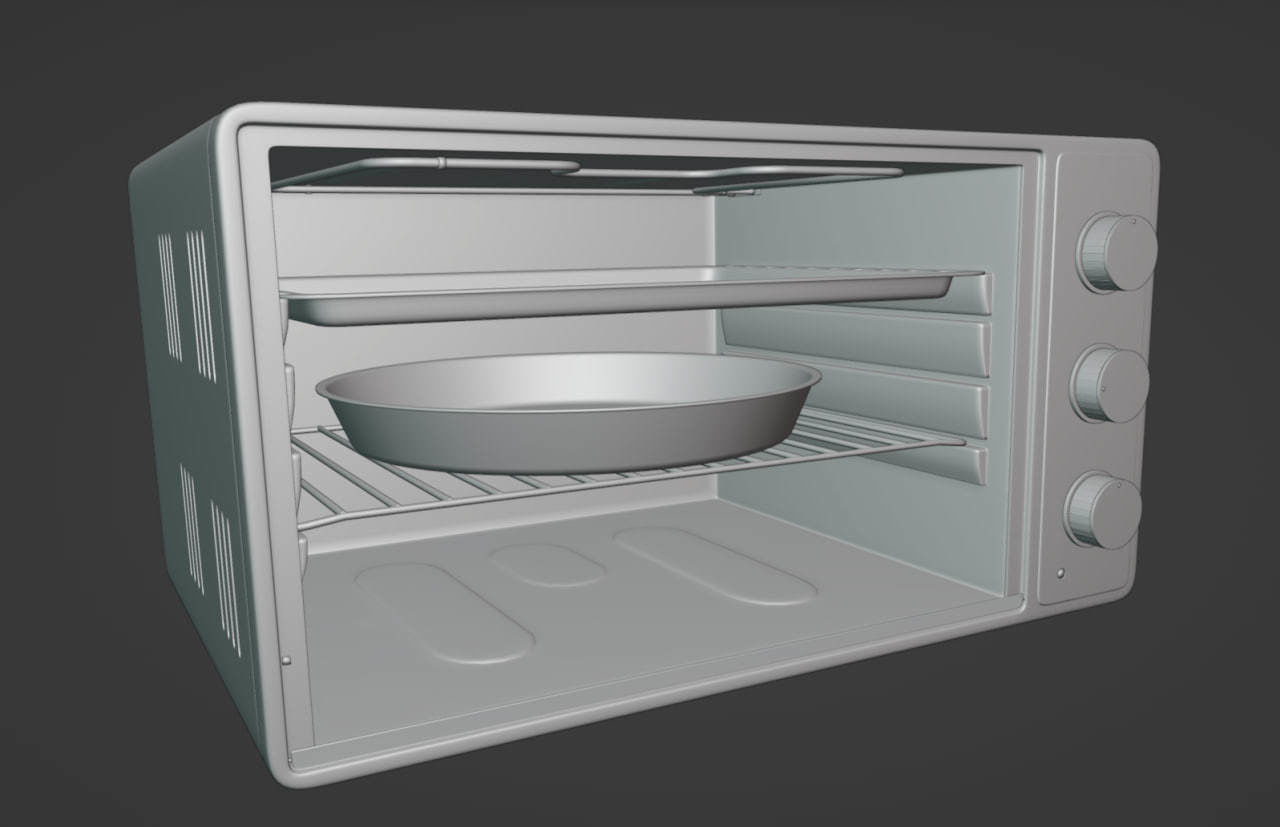 Microwave with 3 modes Low-poly 3D model_7