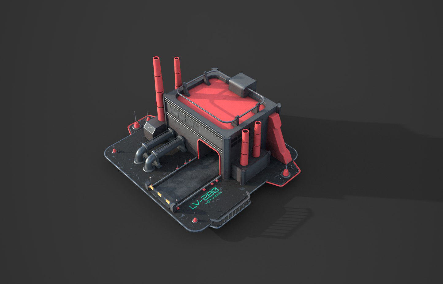 Vehicles Factory for RTS Games Low-poly 3D model_6
