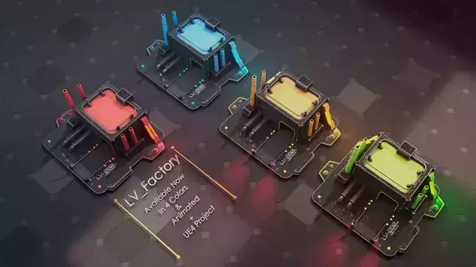 Vehicles Factory for RTS Games Low-poly 3D model