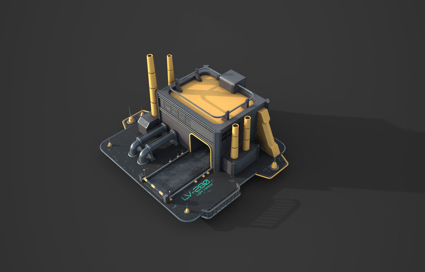 Vehicles Factory for RTS Games Low-poly 3D model_7