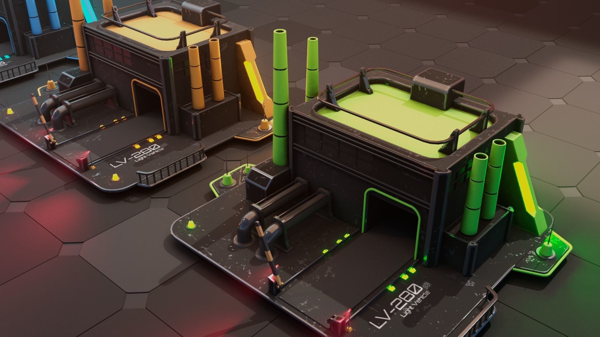 Vehicles Factory for RTS Games Low-poly 3D model_10