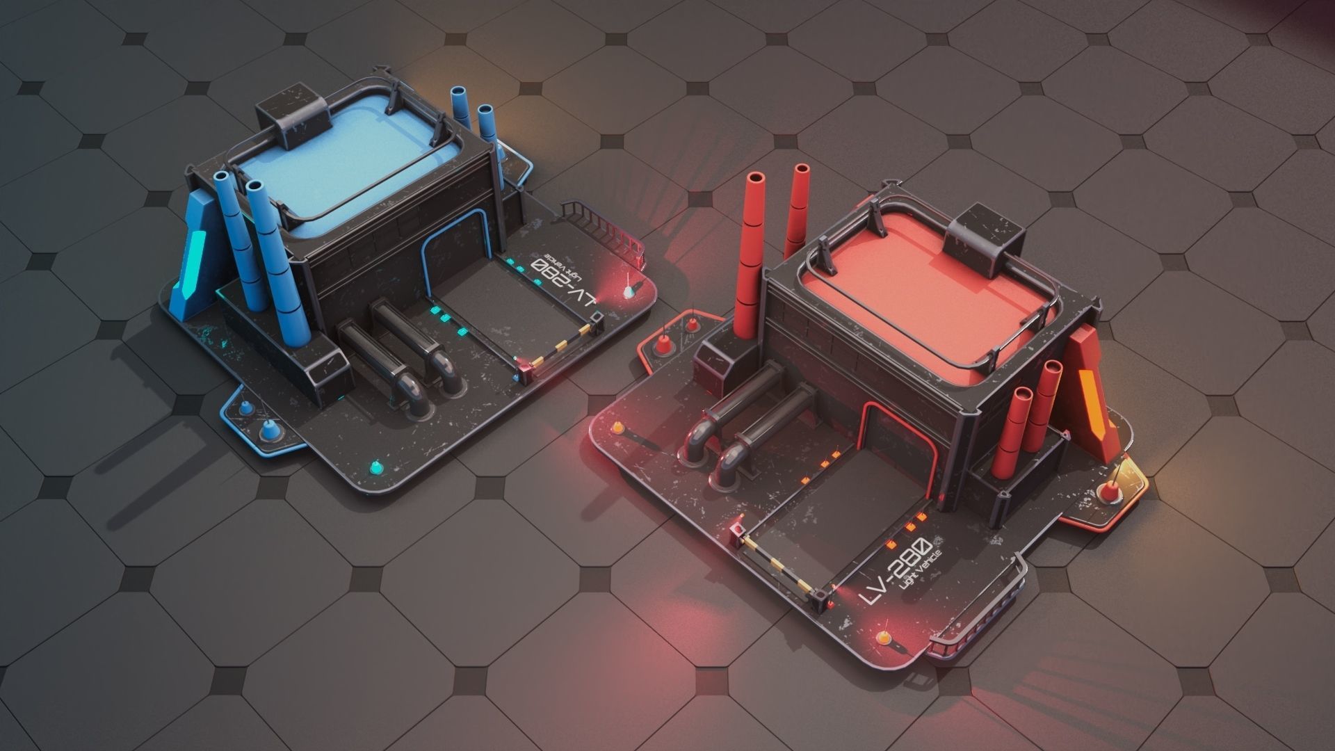 Vehicles Factory for RTS Games Low-poly 3D model_9