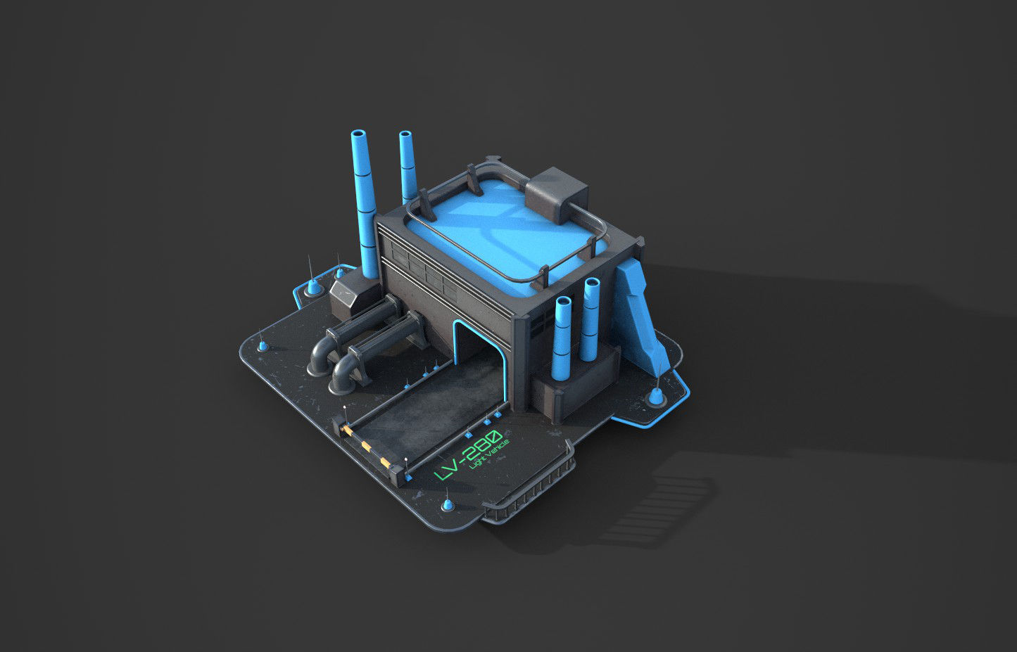 Vehicles Factory for RTS Games Low-poly 3D model_4