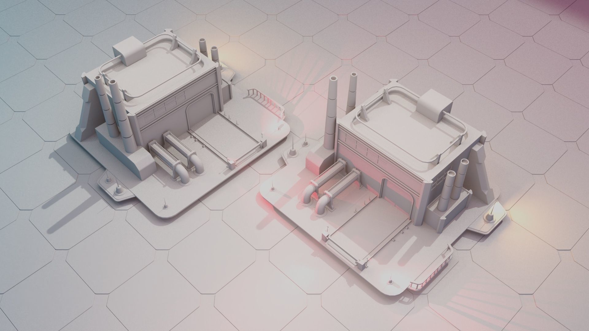 Vehicles Factory for RTS Games Low-poly 3D model_8