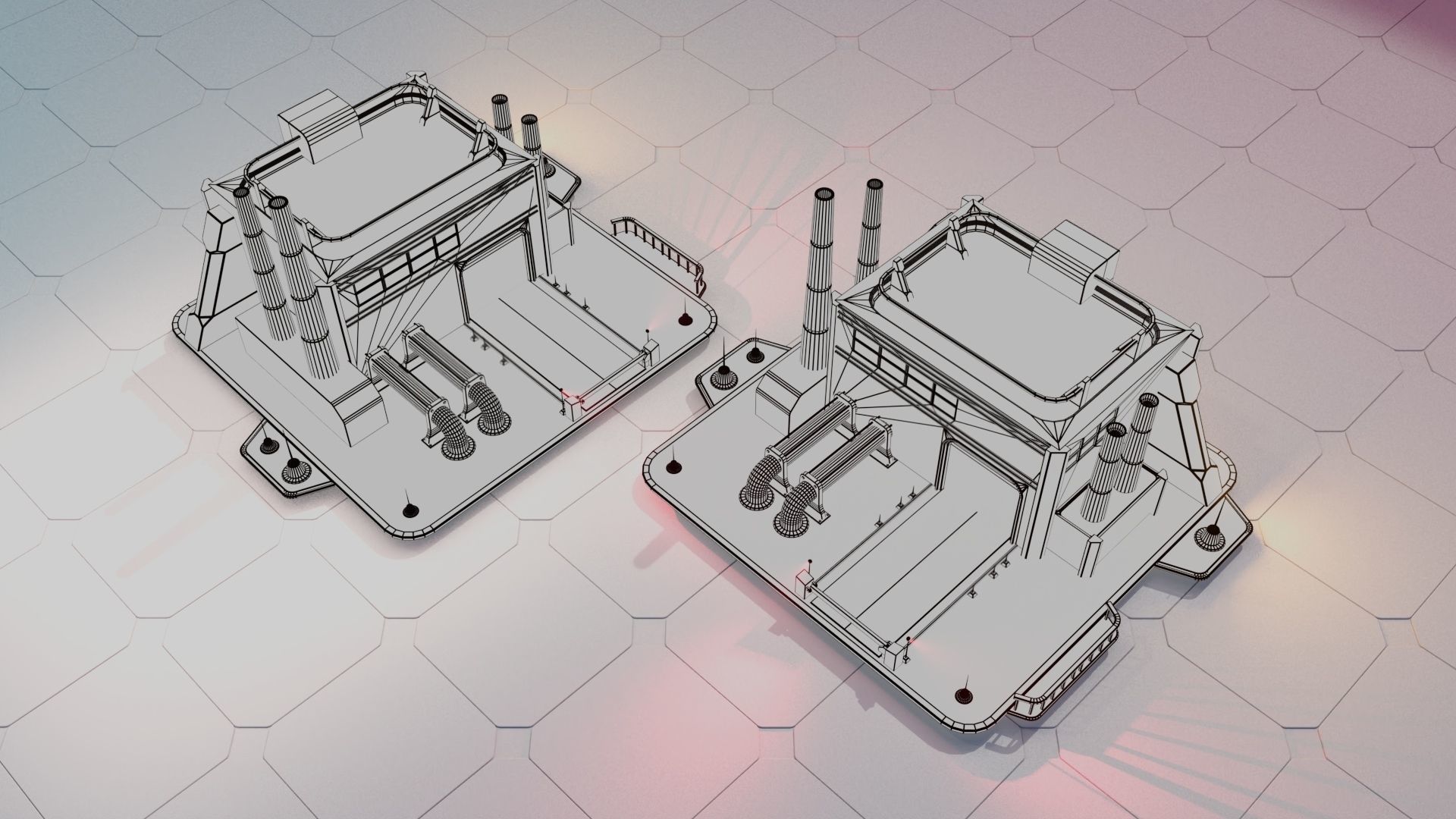 Vehicles Factory for RTS Games Low-poly 3D model_13