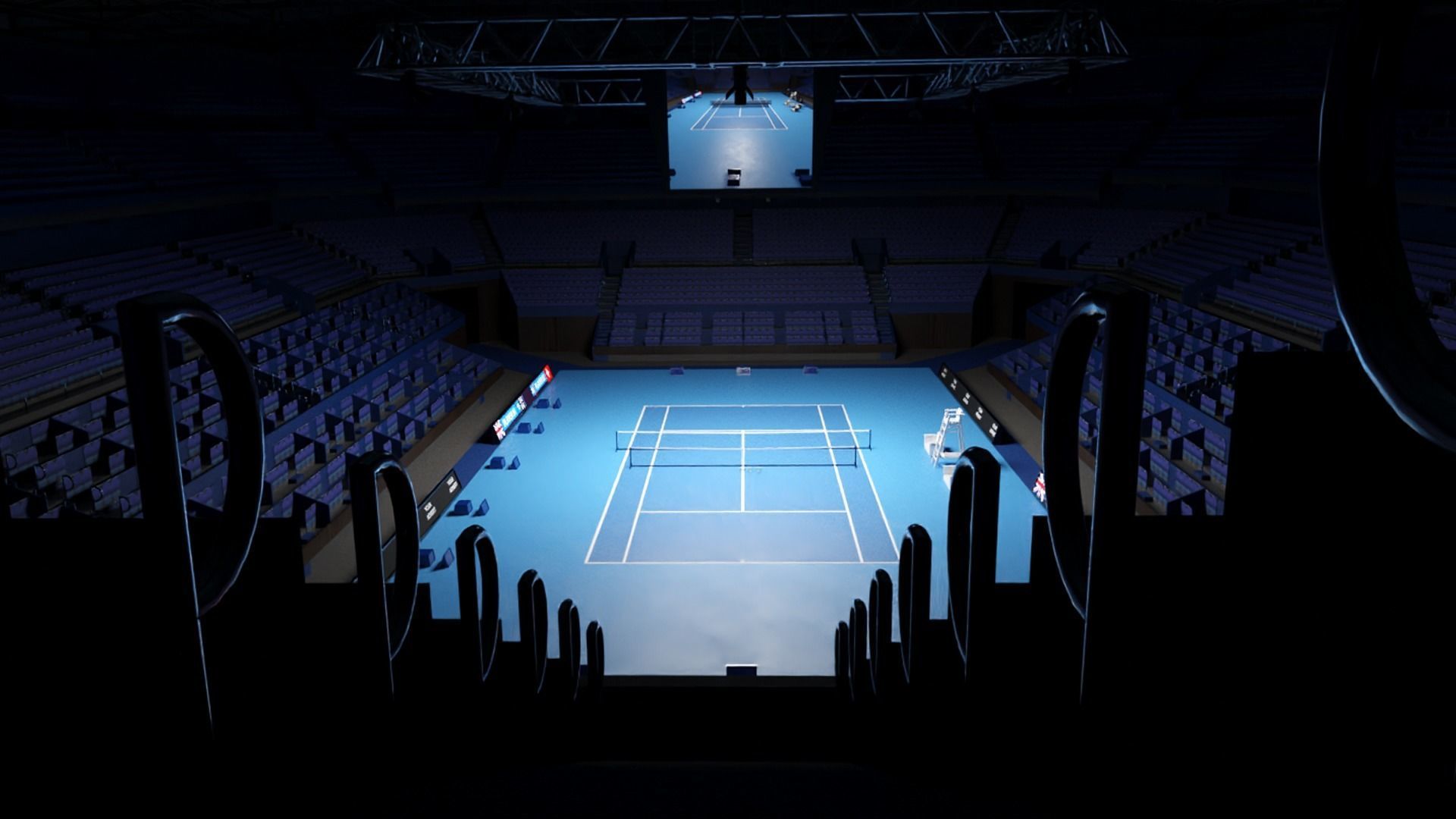 Indoor Tennis Stadium Low-poly 3D model_2
