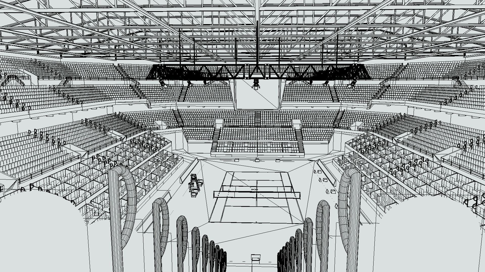 Indoor Tennis Stadium Low-poly 3D model_9