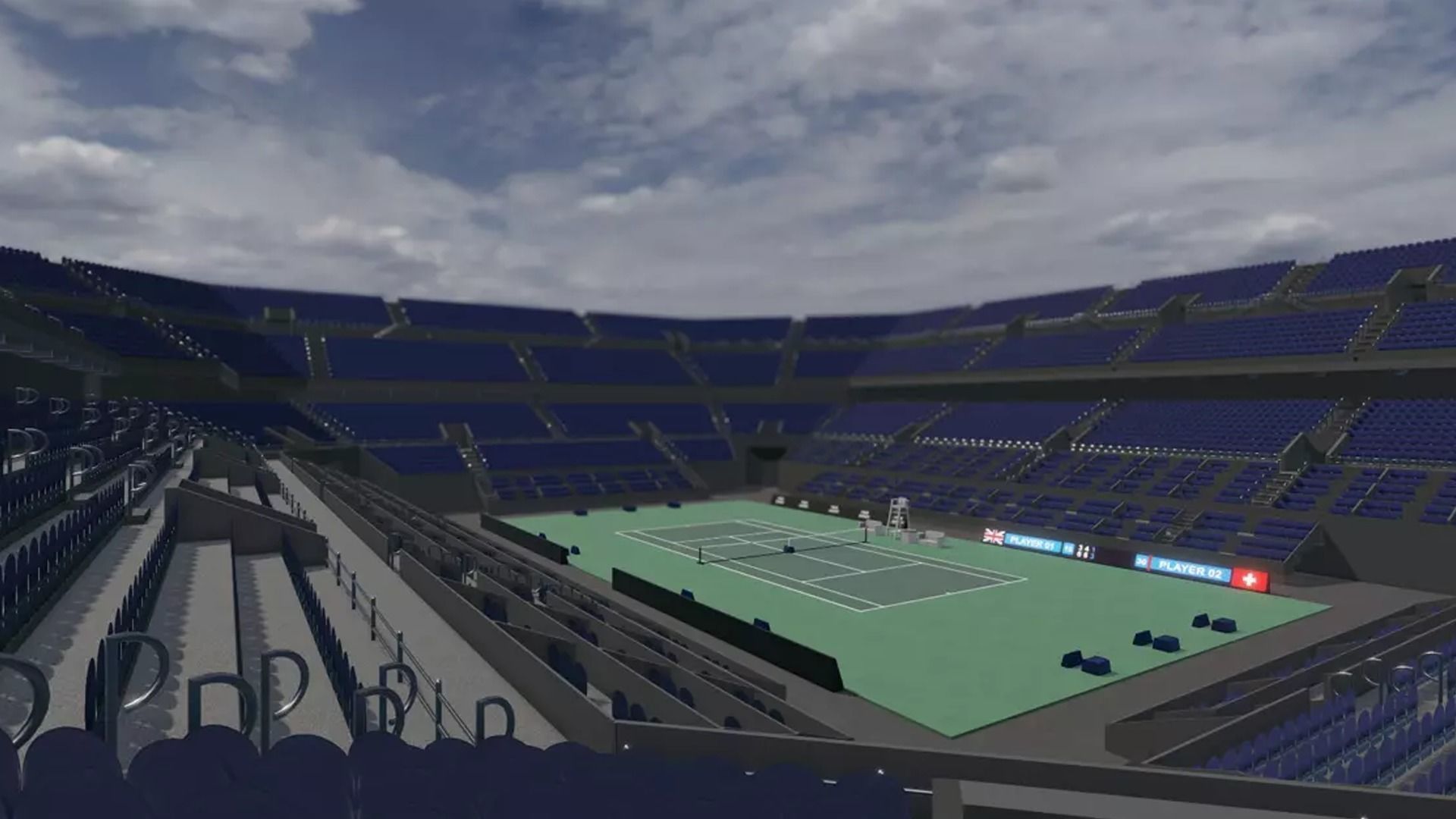 Indoor Tennis Stadium Low-poly 3D model_17
