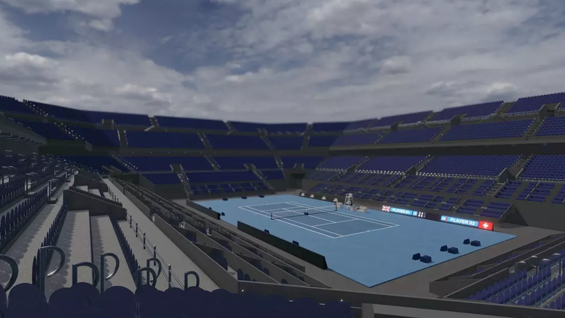 Indoor Tennis Stadium Low-poly 3D model_16