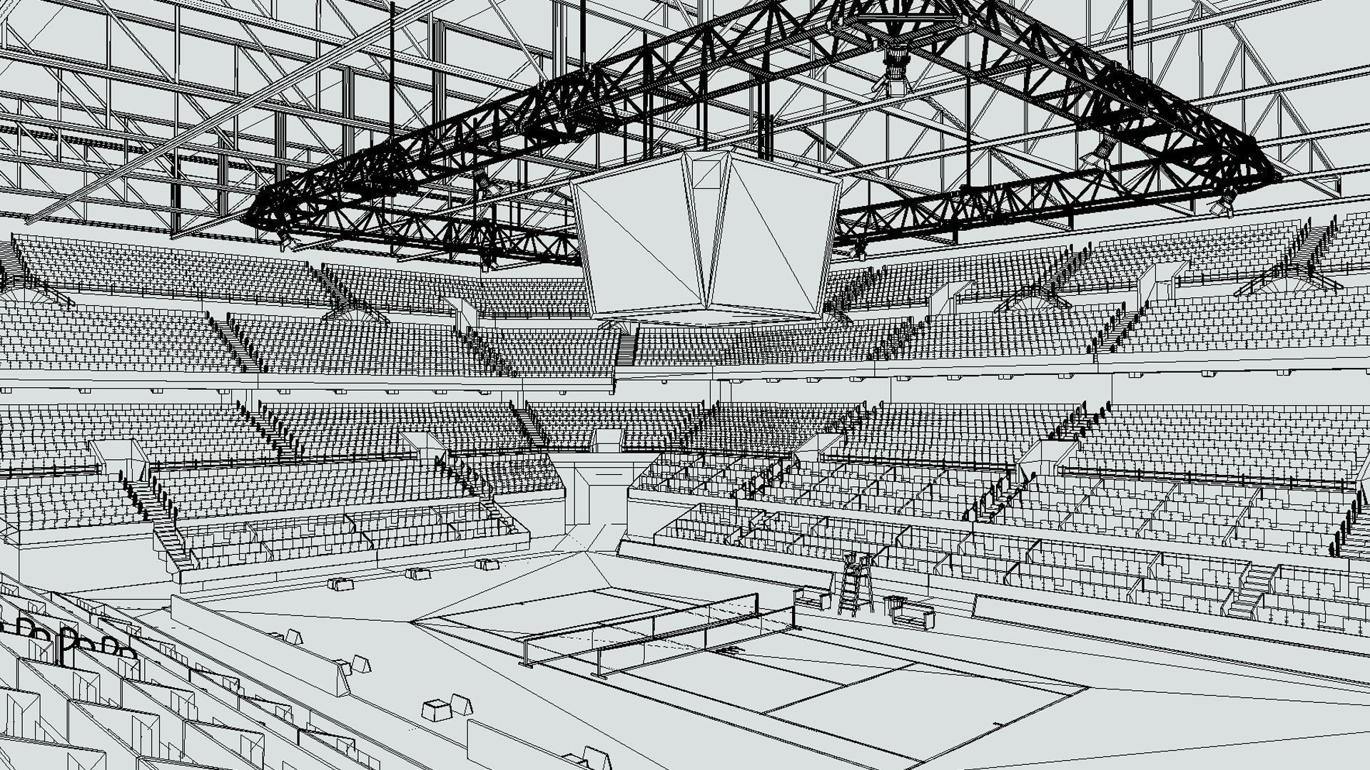 Indoor Tennis Stadium Low-poly 3D model_7