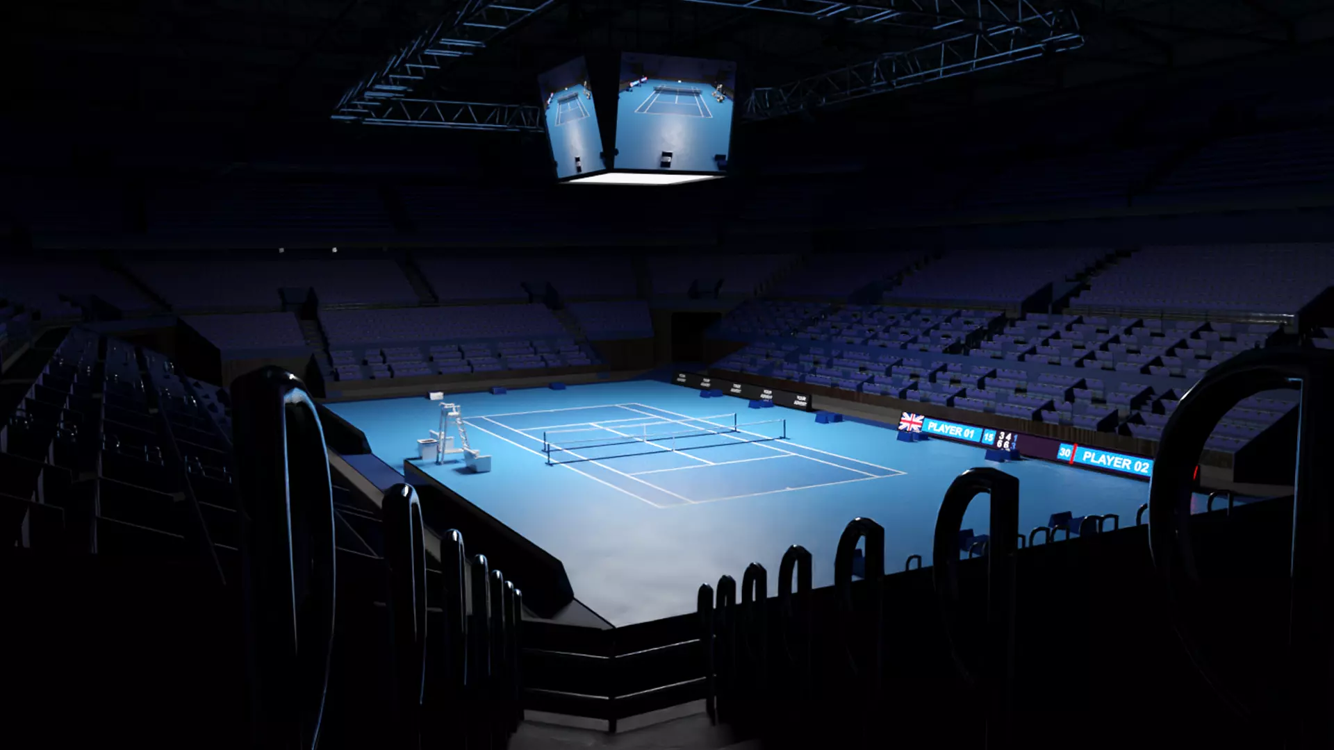 Indoor Tennis Stadium Low-poly 3D model_0