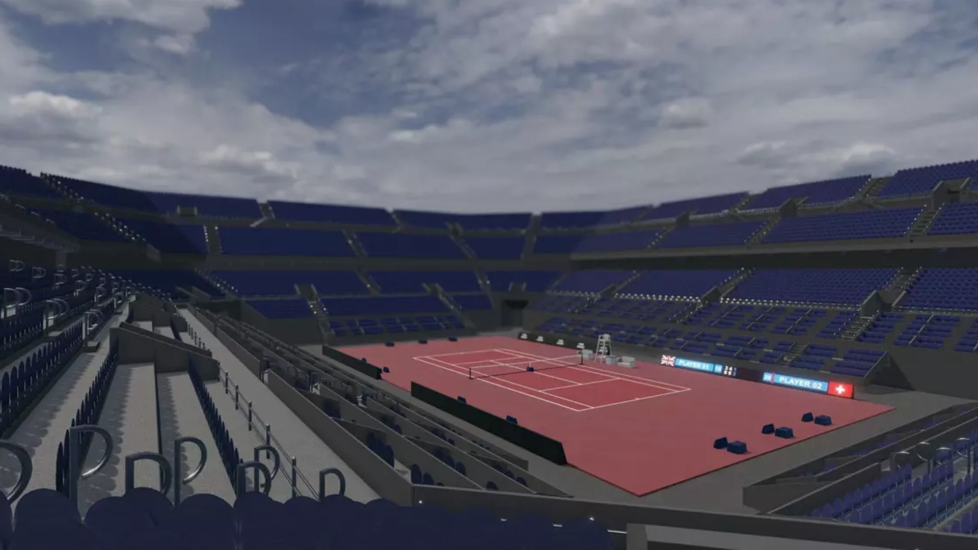Indoor Tennis Stadium Low-poly 3D model_18