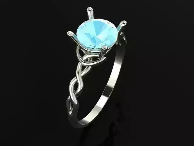 Round Stone Braided Triquet engagement ring