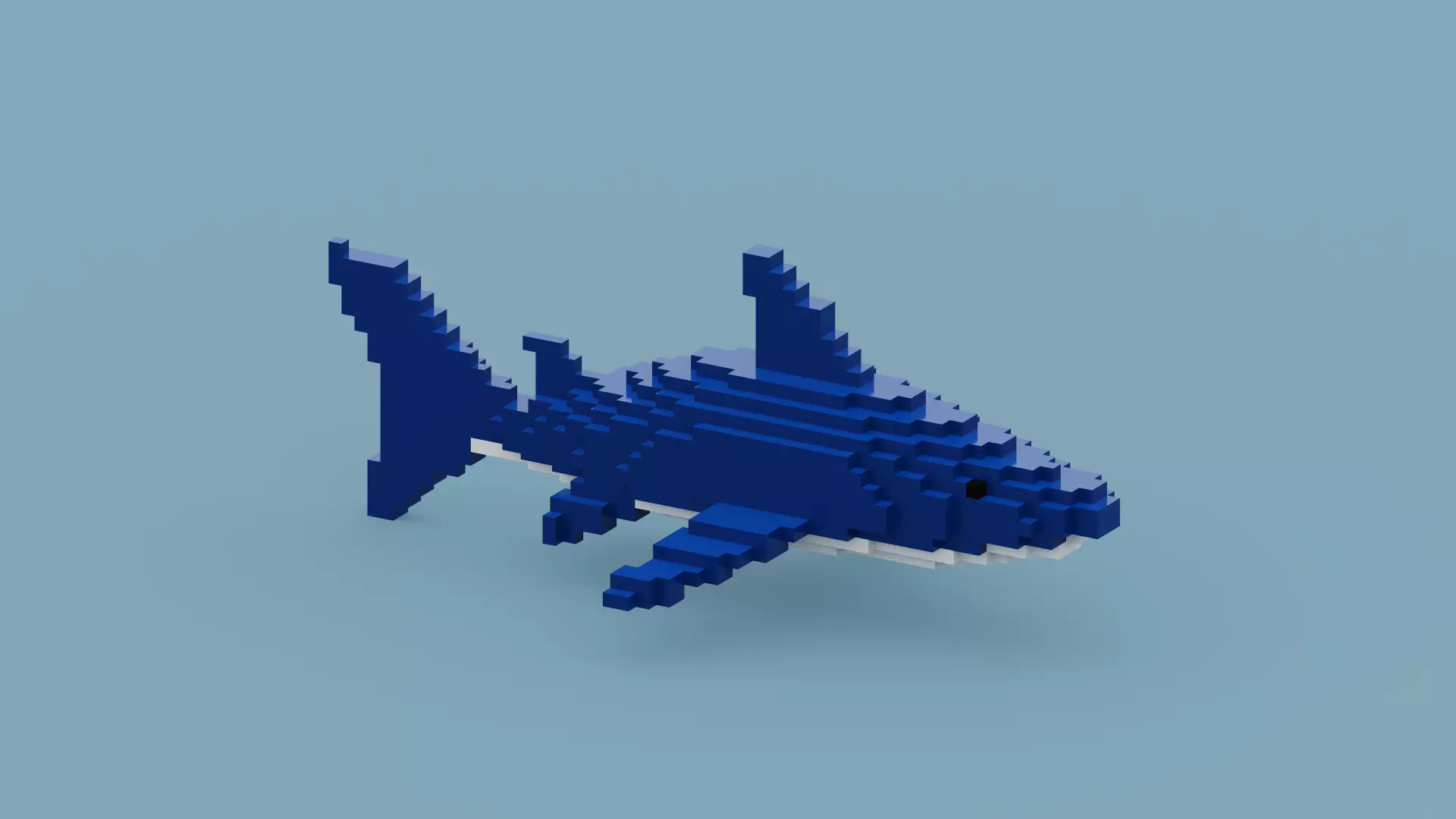 Voxel Shark Low-poly 3D model
