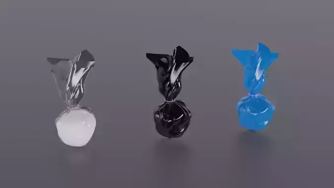 Gram of cocaine in a Bag Low-poly 3D model