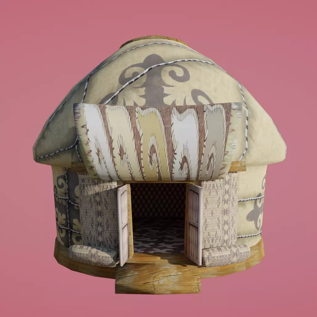 Cartoon Yurt 3 - Low Poly Game Ready Low-poly 3D model_0