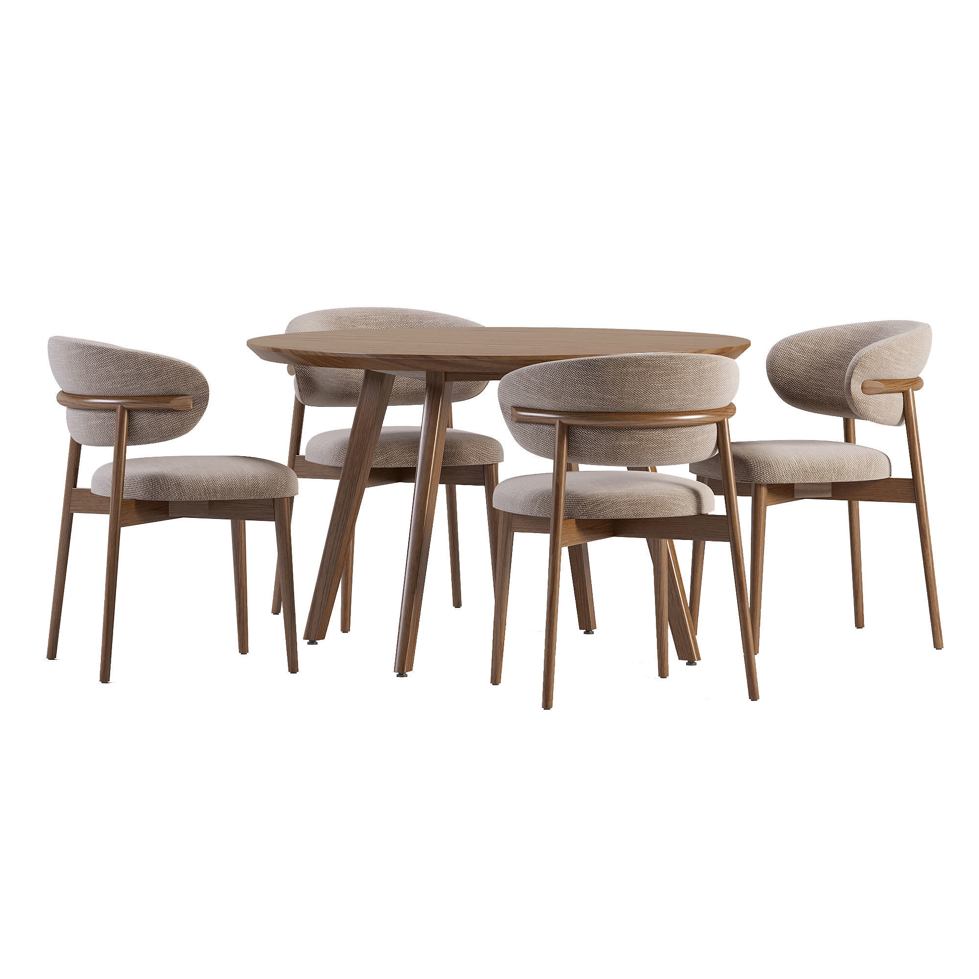 Wagner Round Dining Set Low-poly 3D model_3